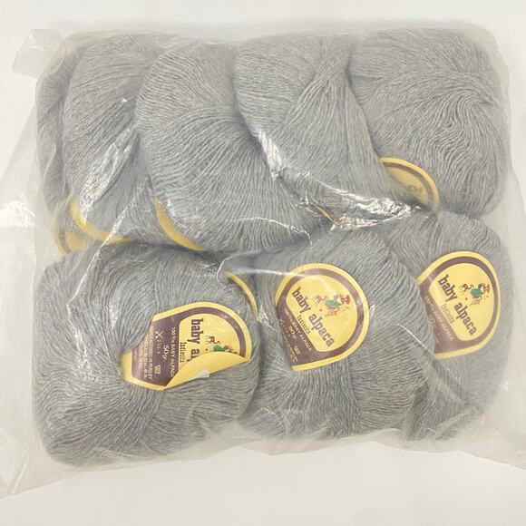 100% Baby Alpaca Yarn Lot of 10 Skeins Fingering Superfine Wt Lt Gray 50g Ea - Picture 1 of 5